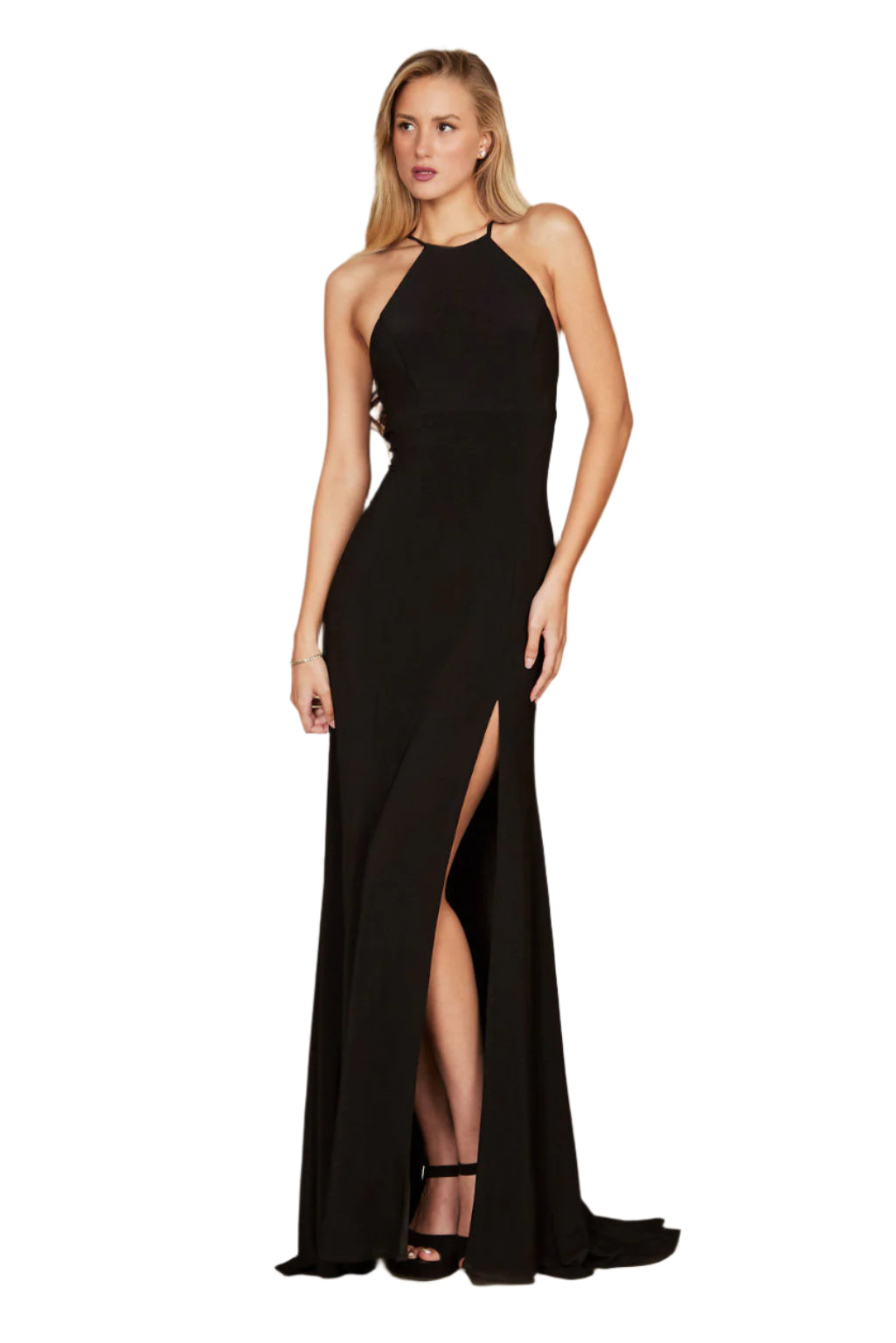 Dylan and Davids Full-Length Fitted Open Back Jersey Prom Dress-0
